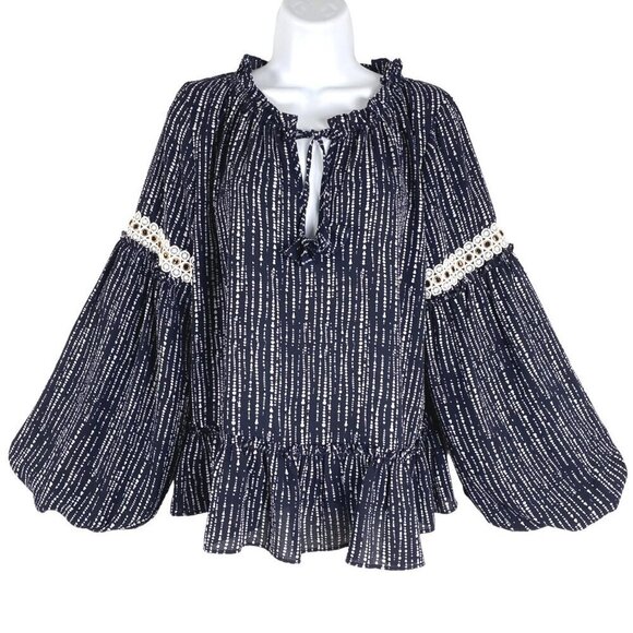 Misa Los Angeles Peasant Top Blouse Medium Printed Viscose‎ Blend Boho TP-2628 - Picture 1 of 11